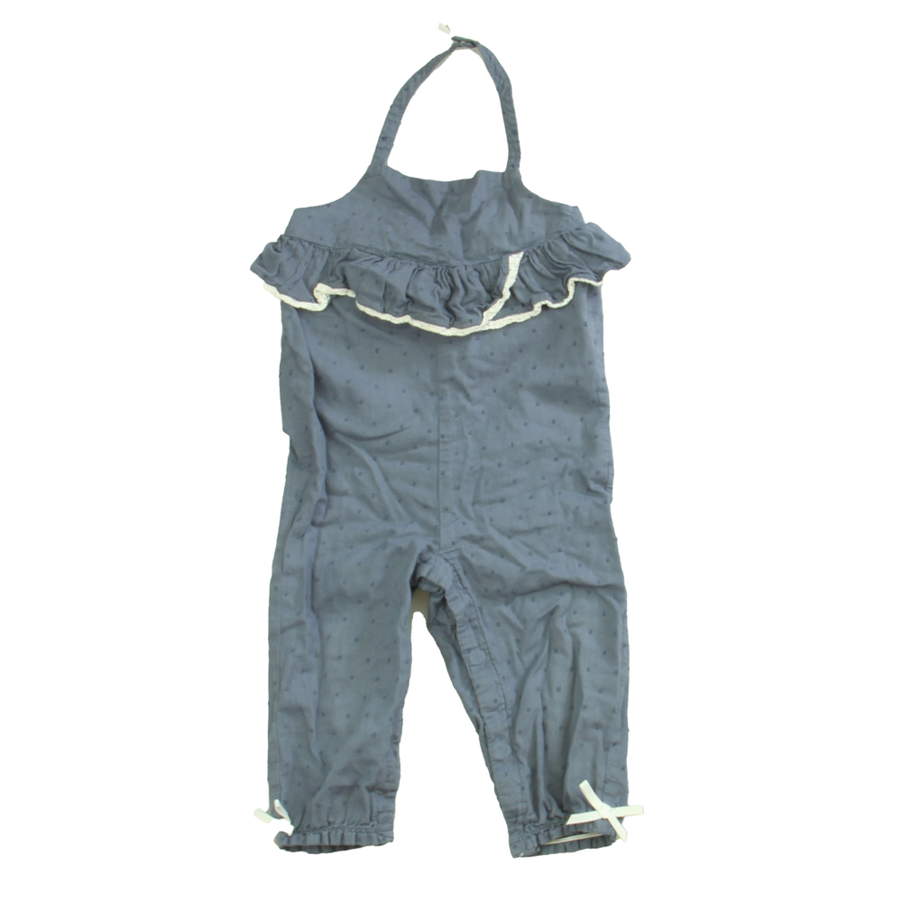 Shabby Chic Girls Blue | White Romper size: 12 Months